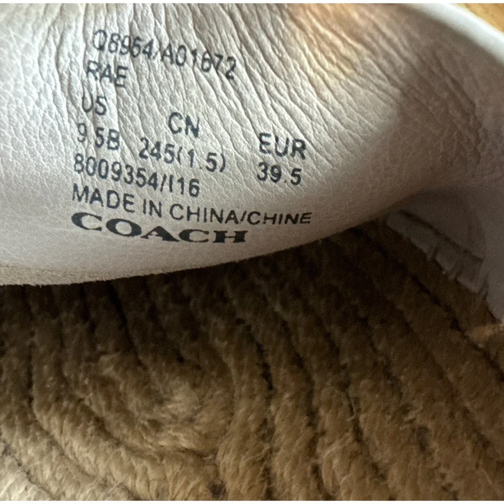 Coach Espadrilles Suede Cream Beige Rae Women's 9.5 B Platform Bow Boho Slip On